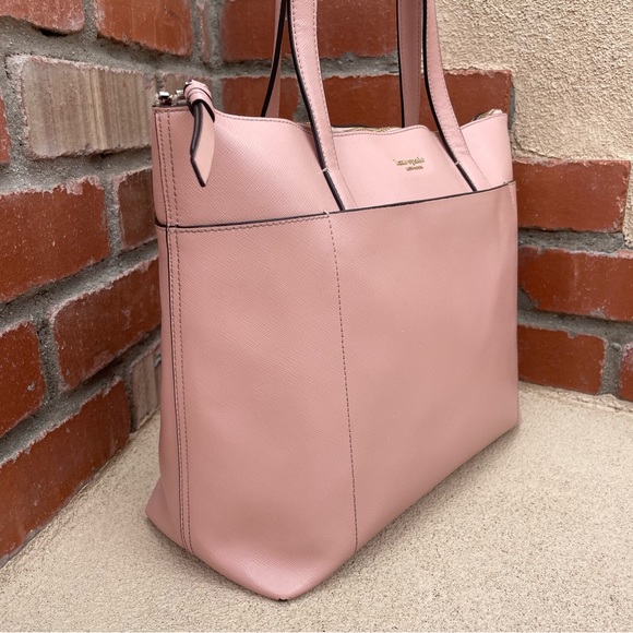 Kate Spade ♠️ Willow Page Crosshatch Leather Tote in 🌸Rosy Cheeks - Picture 5 of 13